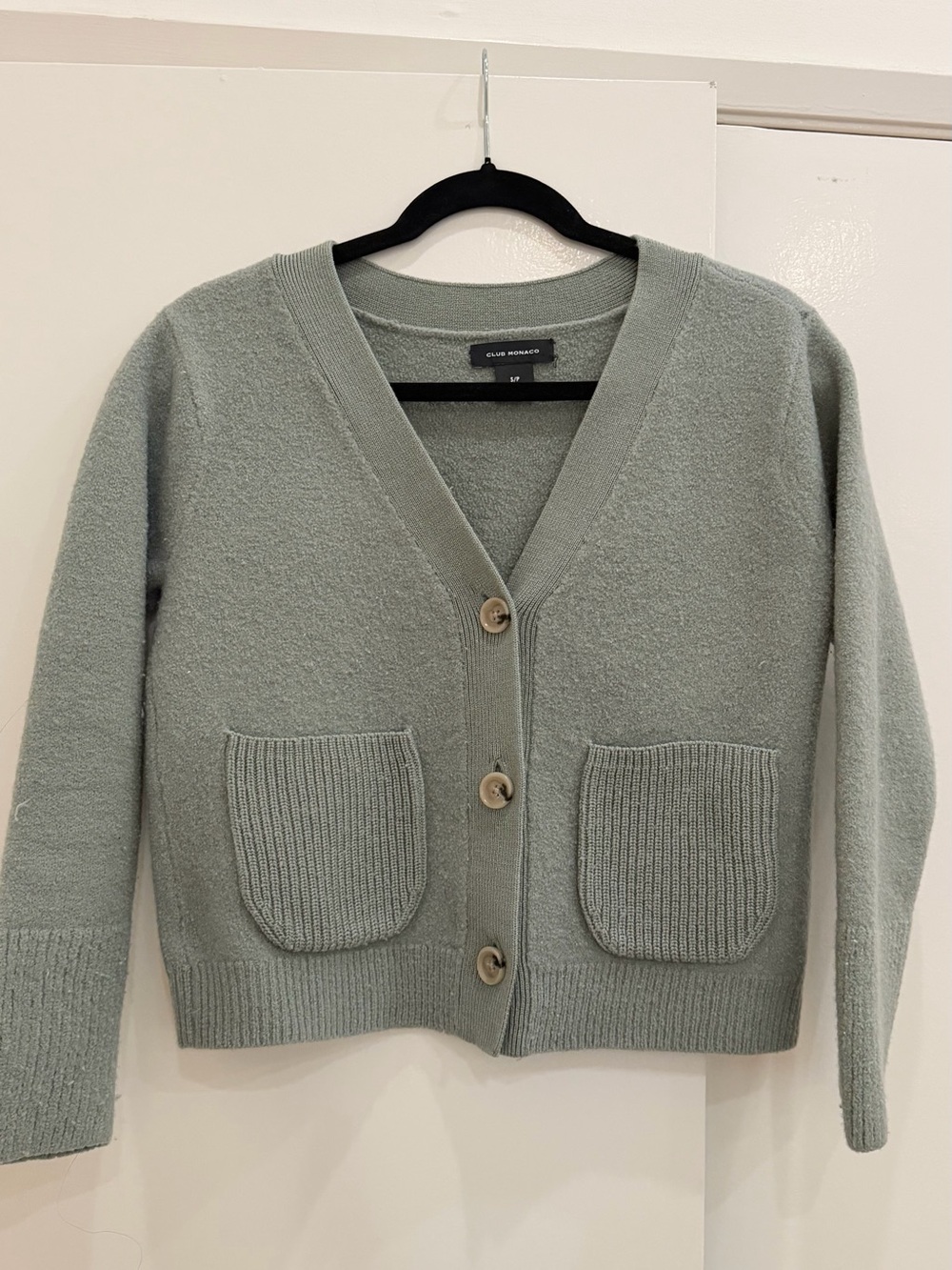 Club Monaco Sage Green Button-Front V-Neck Cardigan